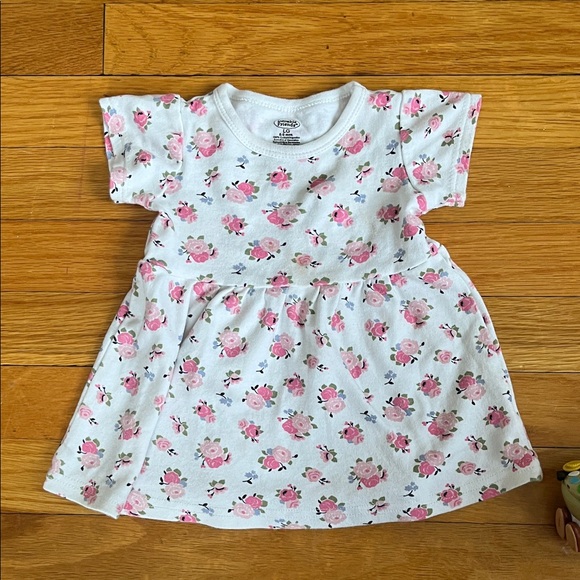 Luvable Friends Other - Luvable Friends White Dress with Pink and Blue Floral Design